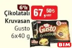 GUSTO ÇİKOLATALI KRUVASAN 6'LI 6X40 G fiyat ve kampanya bilgisi